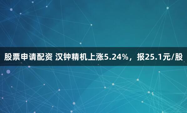 股票申请配资 汉钟精机上涨5.24%，报25.1元/股