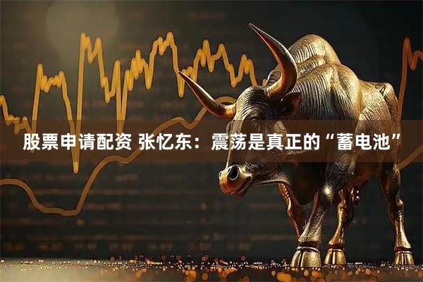 股票申请配资 张忆东：震荡是真正的“蓄电池”